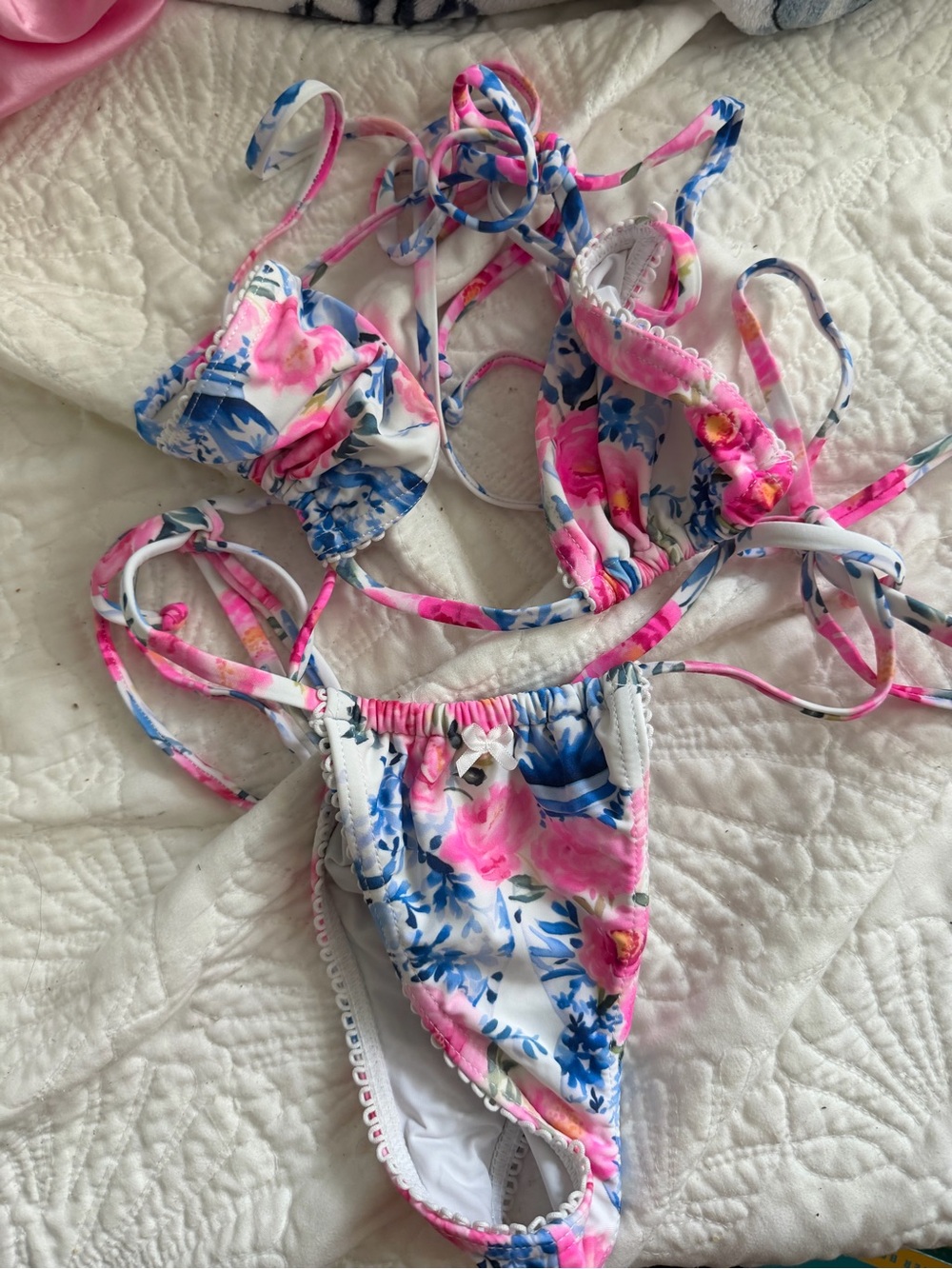 Floral Tie-Side Triangle Bikini - Picture 2 of 2